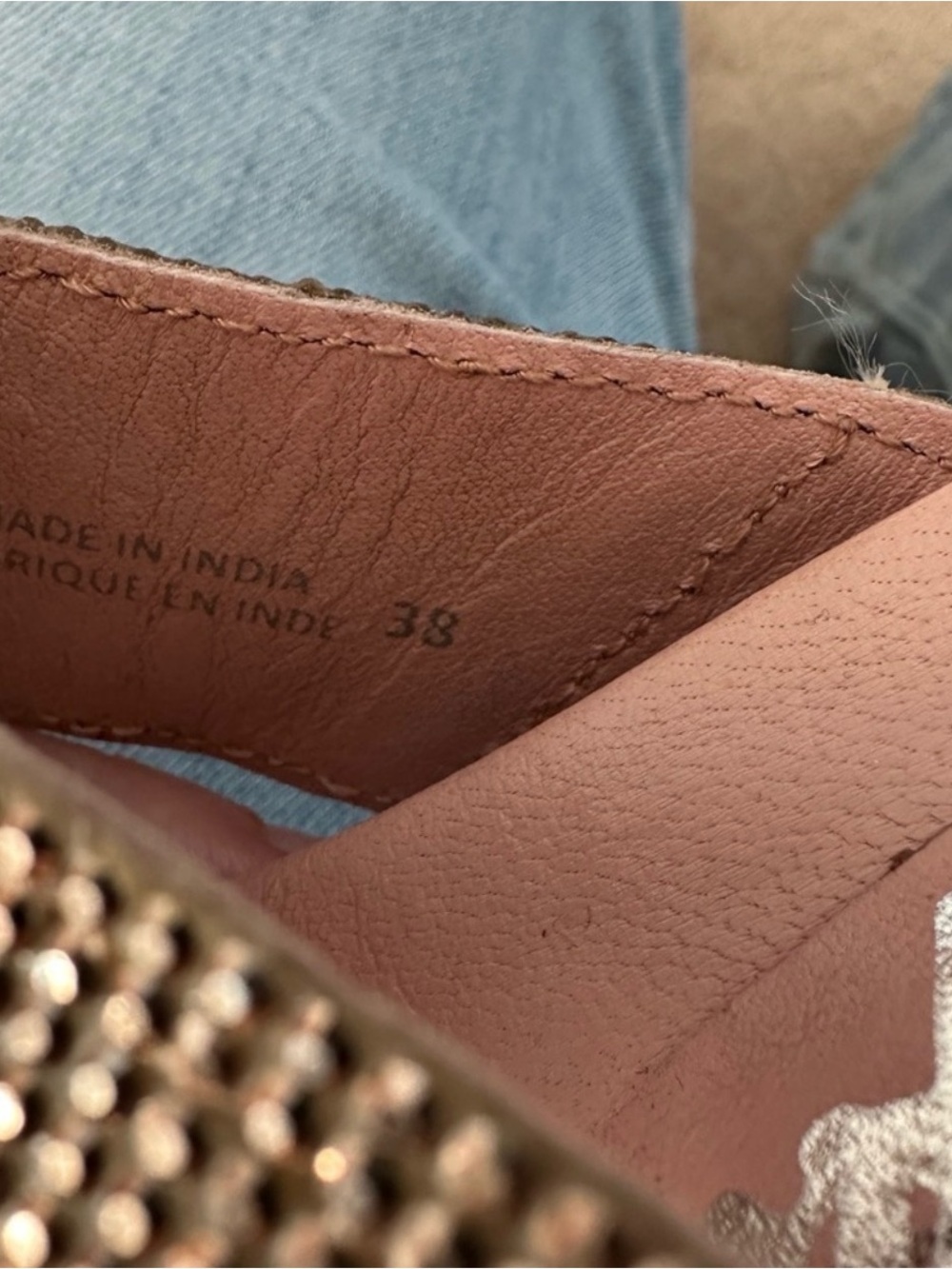 Free People Rose Gold Rhinestone Platform Slide Sandals Size 38 (7.5 - 8) - Picture 10 of 10